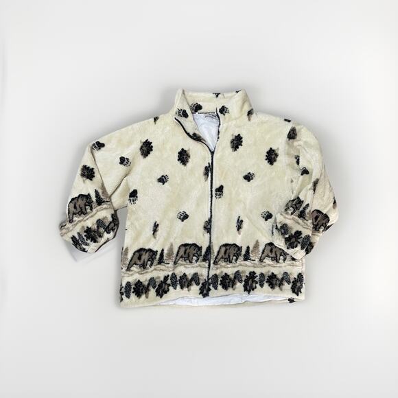 VTG Glacier Gear Sherpa Bear Jacket Fleece Cozy Plush Cabincore Rustic Full Zip - Picture 1 of 6